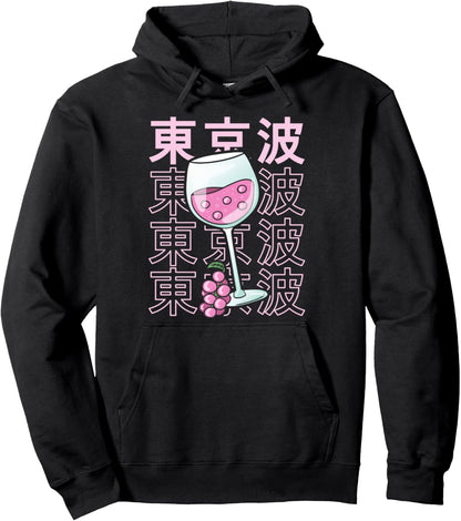 Wine Glass Japanese Kawaii Aesthetic Otaku Anime Women Pullover Hoodie