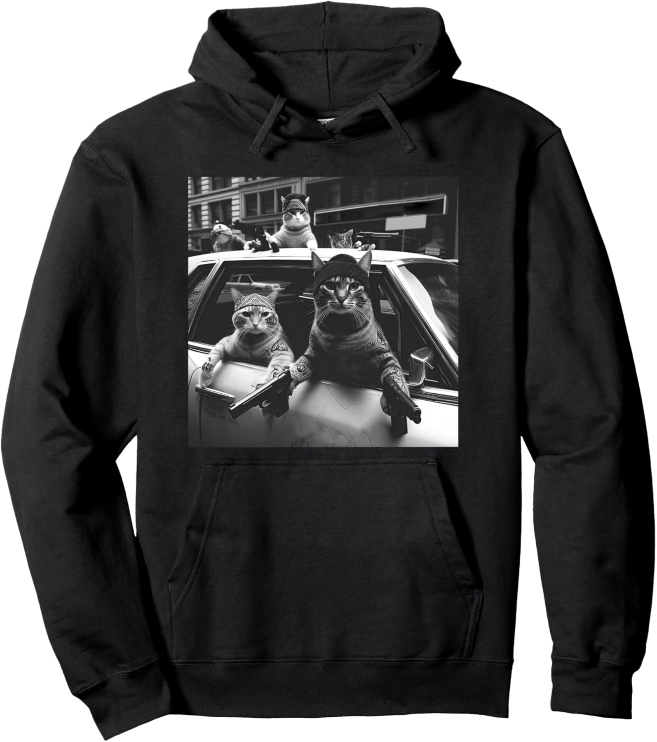 funny cat gang vintage Pullover Hoodie
