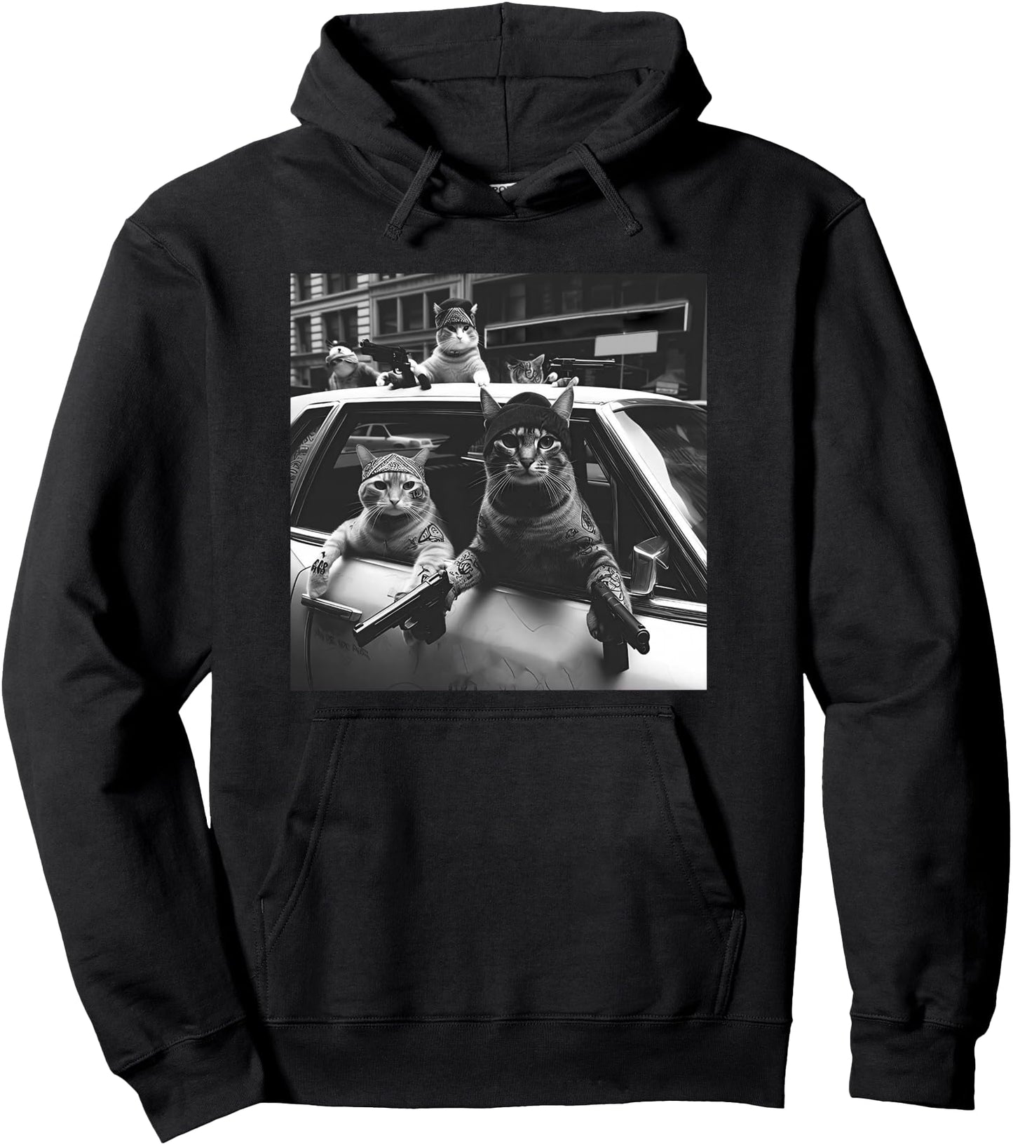 funny cat gang vintage Pullover Hoodie