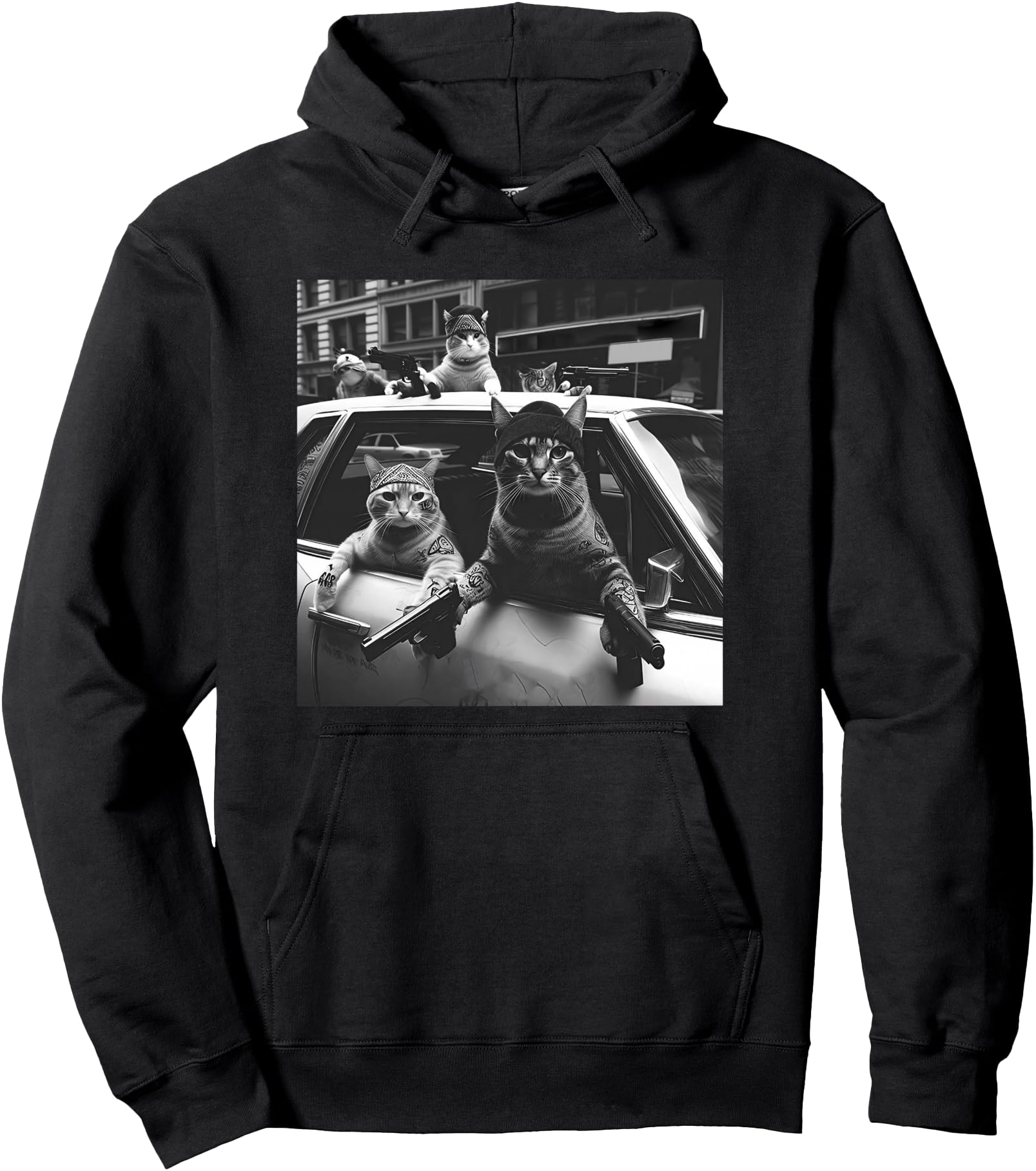 funny cat gang vintage Pullover Hoodie