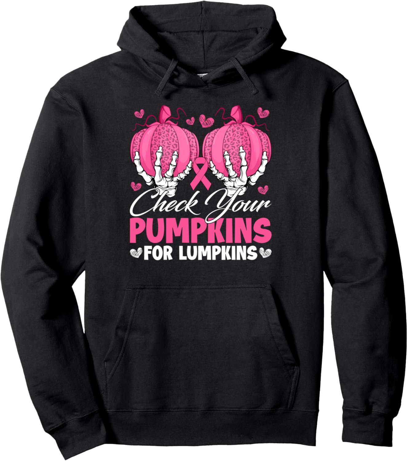 Check Your Pumpkins Breast Cancer Awareness Halloween Women Pullover Hoodie