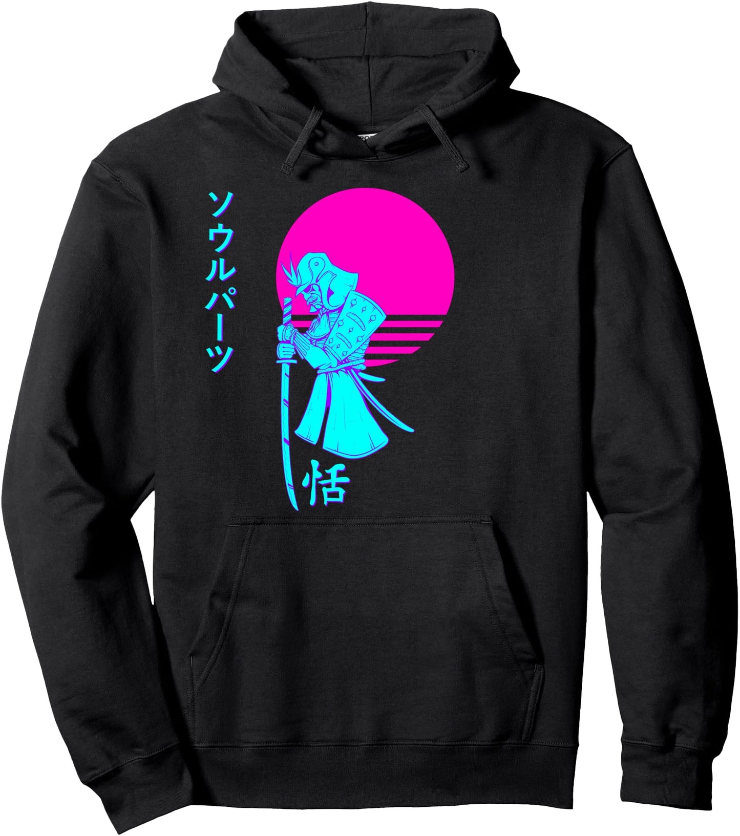 Vaporwave Samurai 80's 90's Retro Japanese Anime Aesthetic Pullover Hoodie