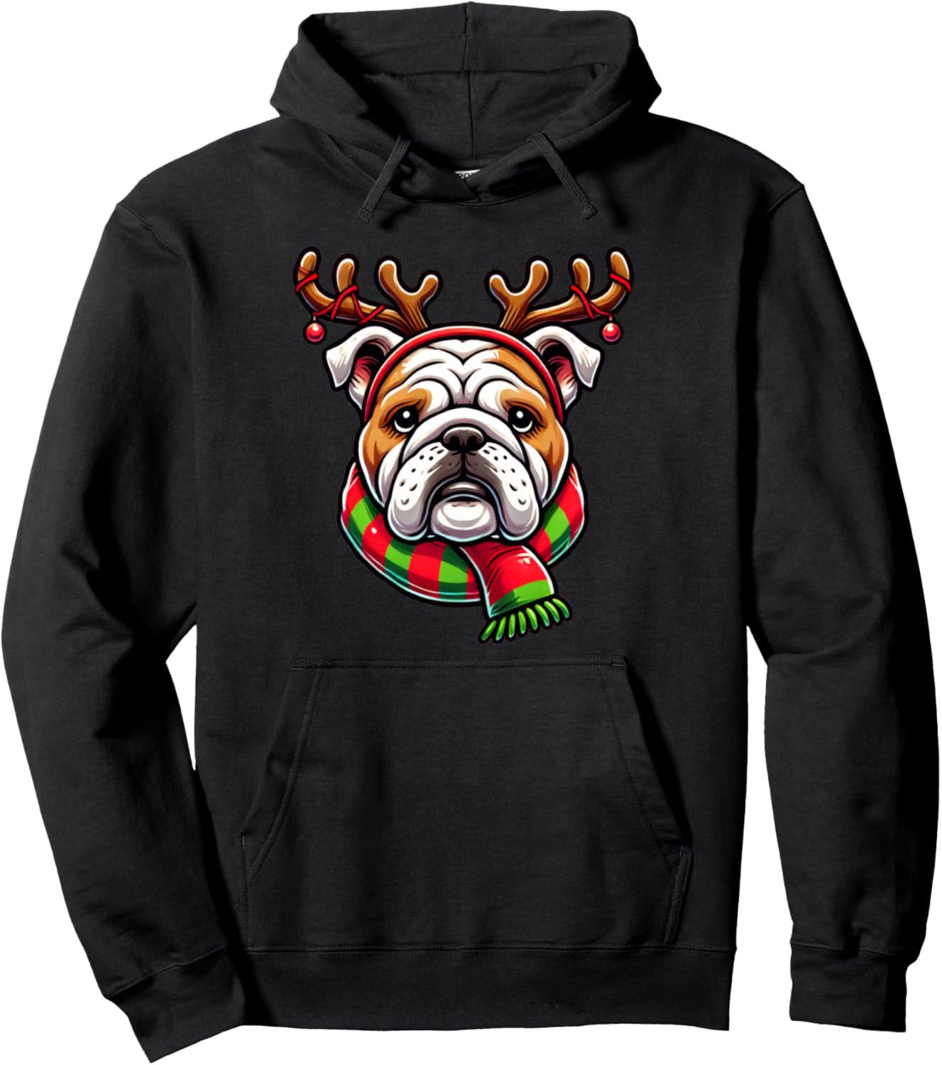English Bulldog Dog Reindeer Christmas Xmas Pullover Hoodie