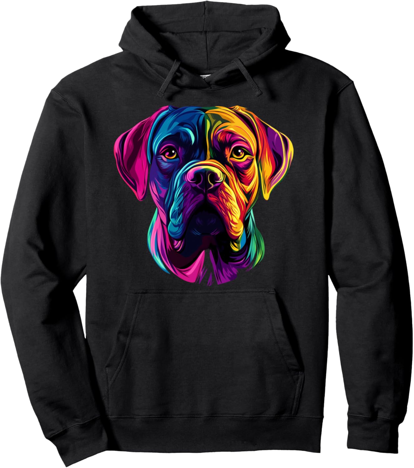 Colorful Boerboel Face Puppy Dog Lover Cute Men Women Black Pullover Hoodie