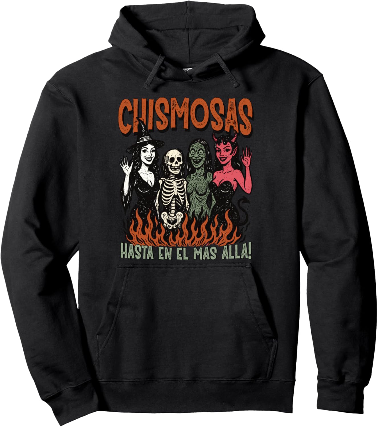 Chismosas hasta en el mas alla Spanish Halloween Pullover Hoodie
