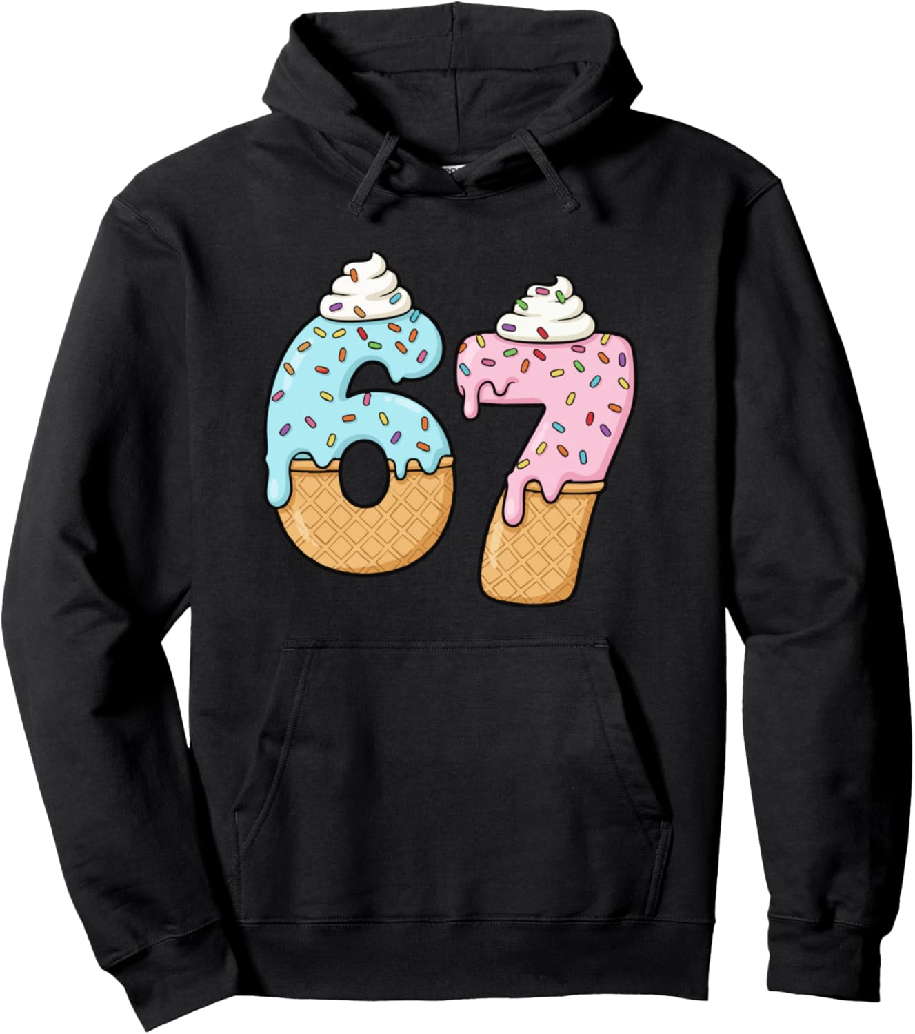 67 Drip Meme Six Seven Teen Slang, Dripping Ice Cream Cone Pullover Hoodie