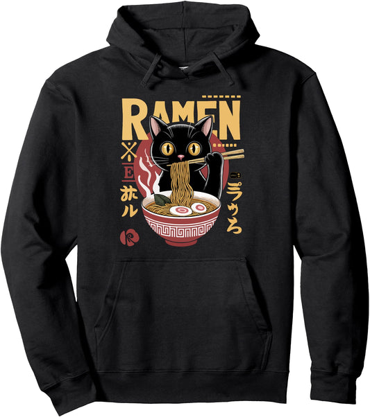 Cat Ramen Noodle Japanese Anime Manga Ramen Kawaii Cat Pullover Hoodie
