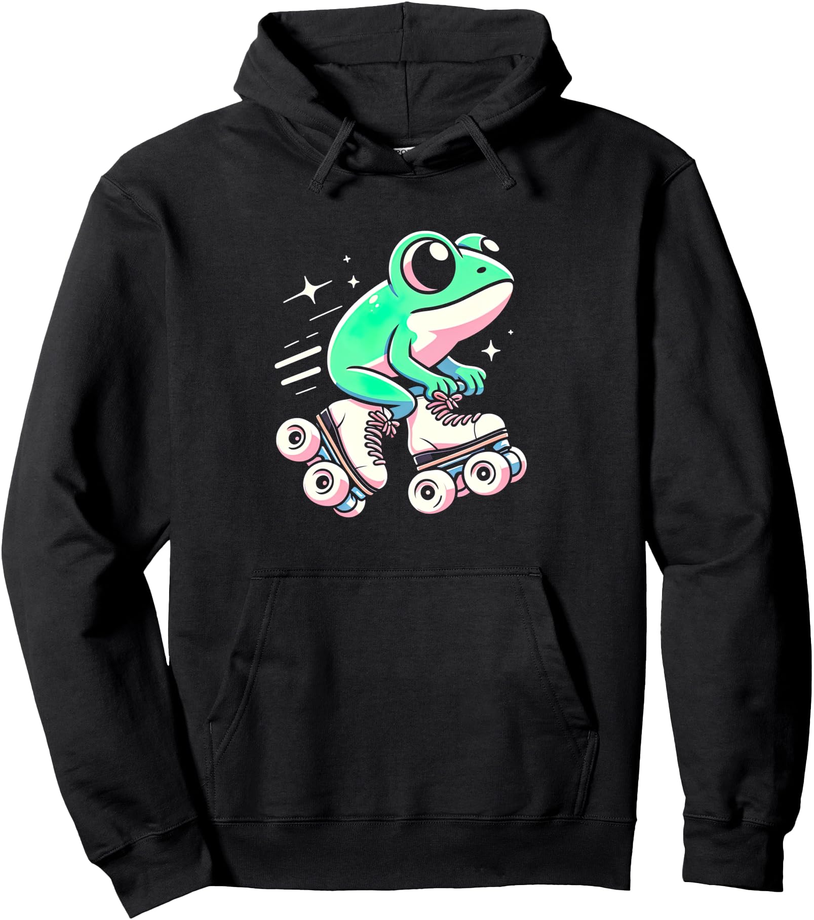 Cute Kawaii Anime Frog Roller Skating Roller Skate Party Pullover Hoodie