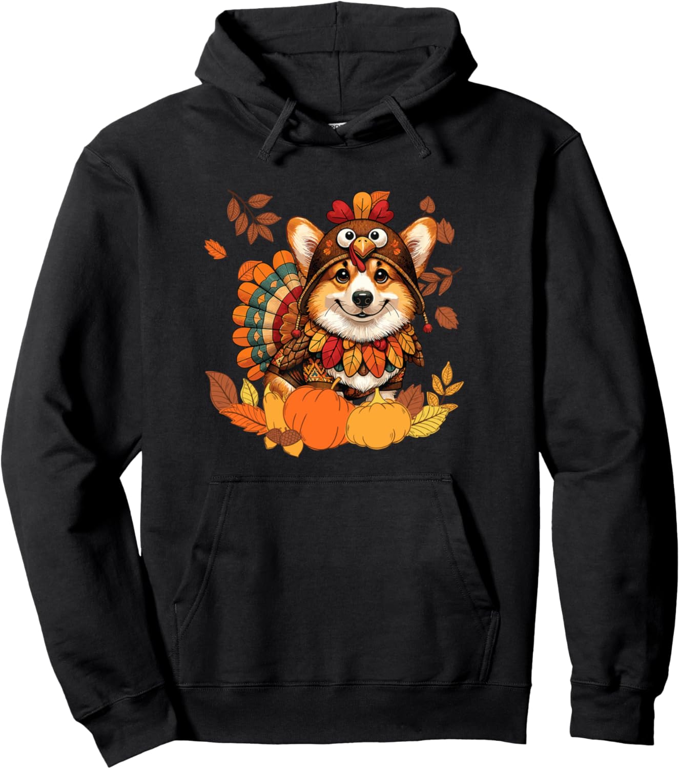 Corgi Dog Turkey Thanksgiving Costume Women Men Kids Toddler Pullover Hoodie
