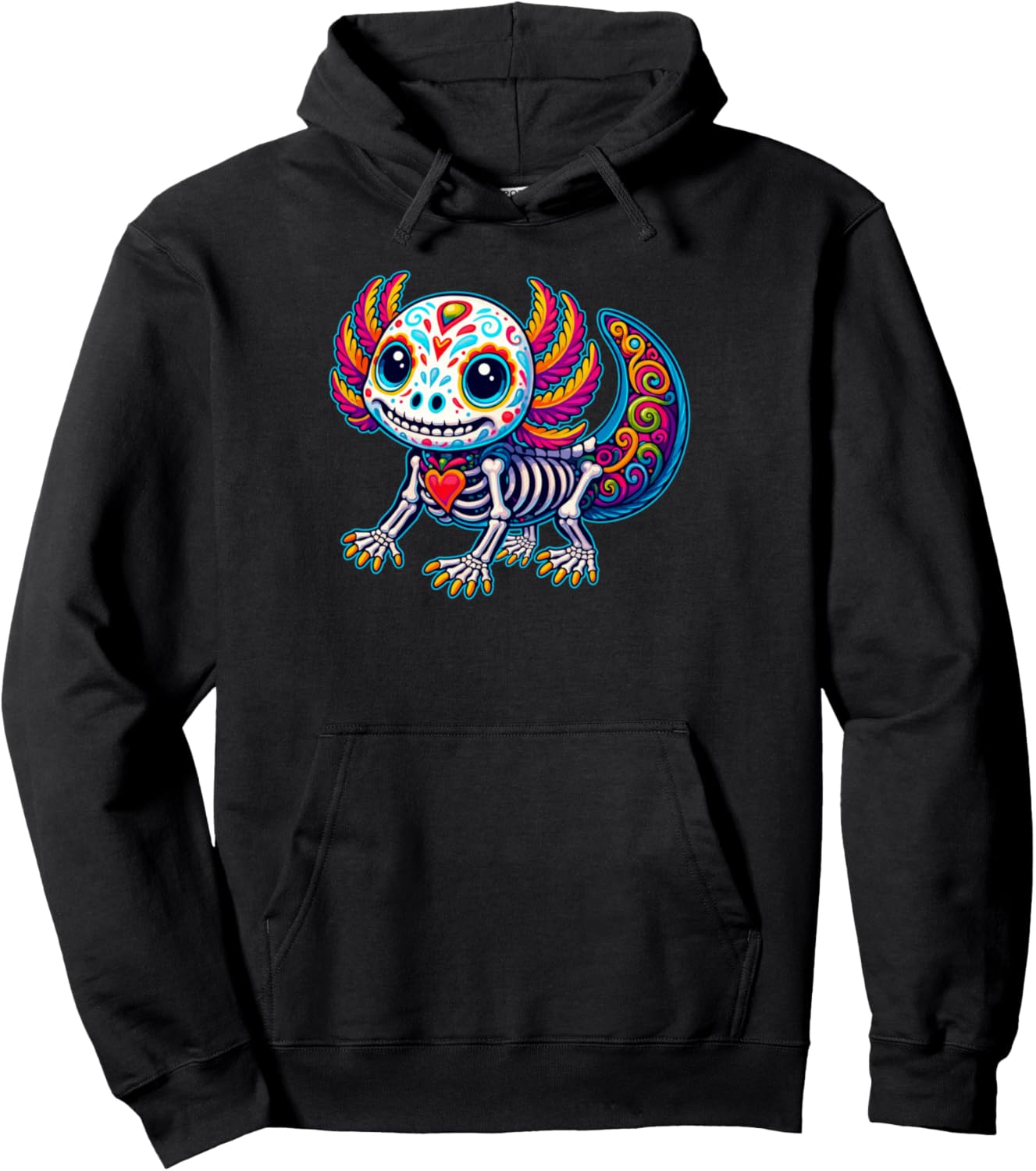 Sugar Skull Axolotl Dia de Muertos Halloween Day Of The Dead Pullover Hoodie