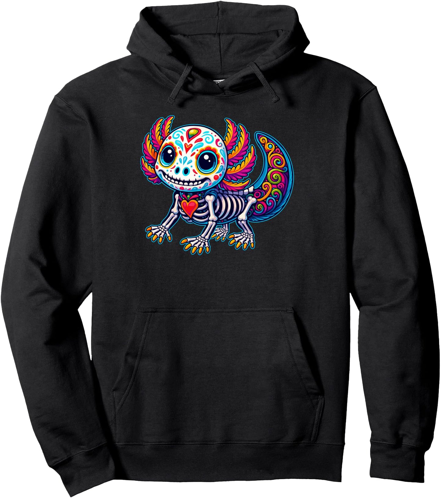 Sugar Skull Axolotl Dia de Muertos Halloween Day Of The Dead Pullover Hoodie