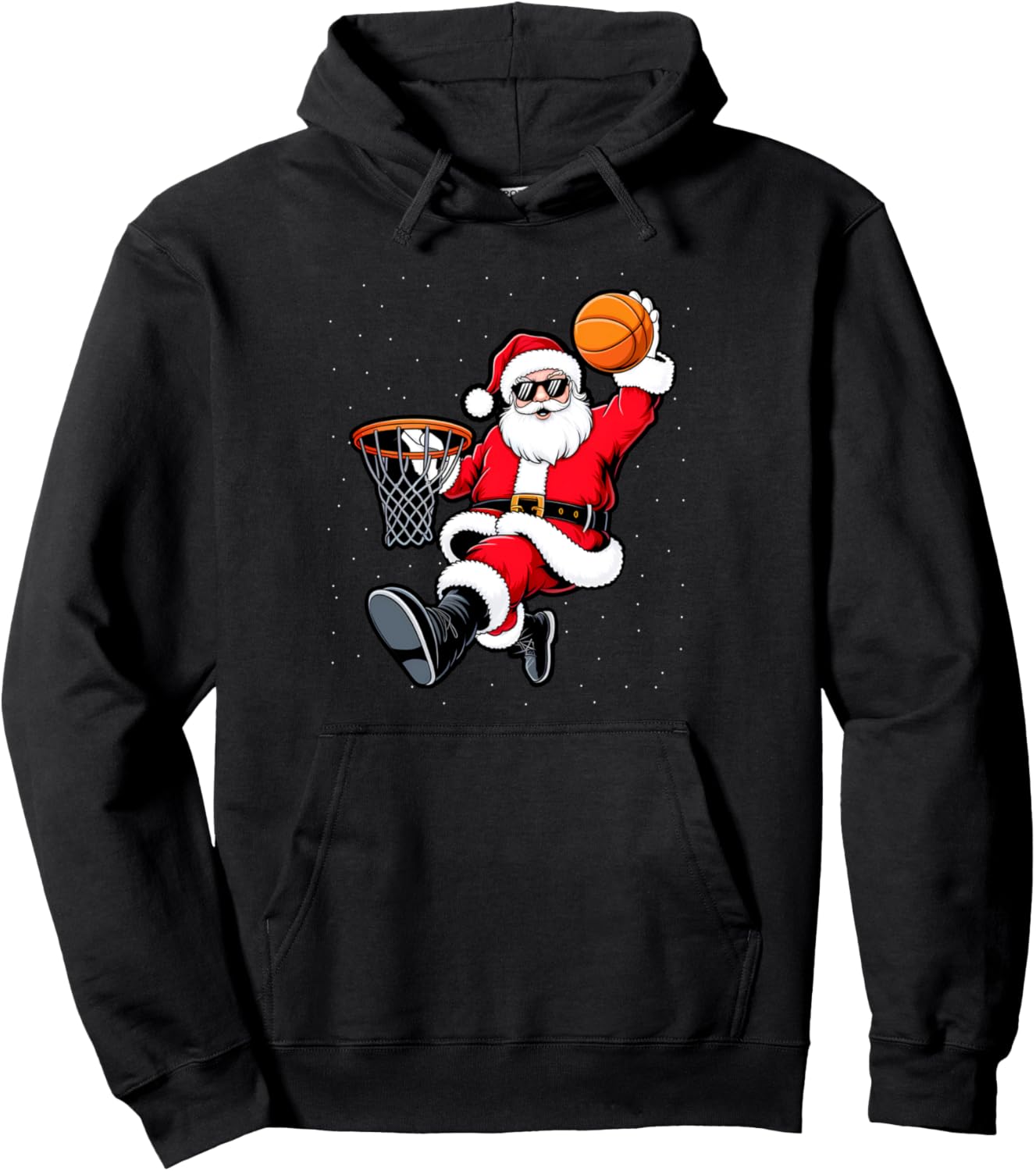 Christmas Santa Claus Dunking A Basketball Boys Kids Xmas Pullover Hoodie