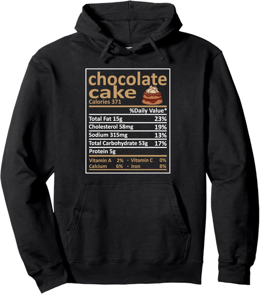 Chocolate Cake Nutrition Food Facts Thanksgiving Costume Pullover Hoodie