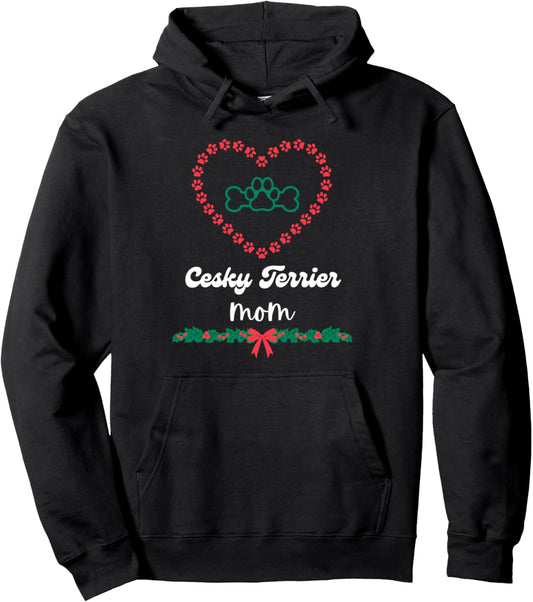 Cesky Terrier Dog Mom Fur Mama Christmas Holidays Xmas Pullover Hoodie