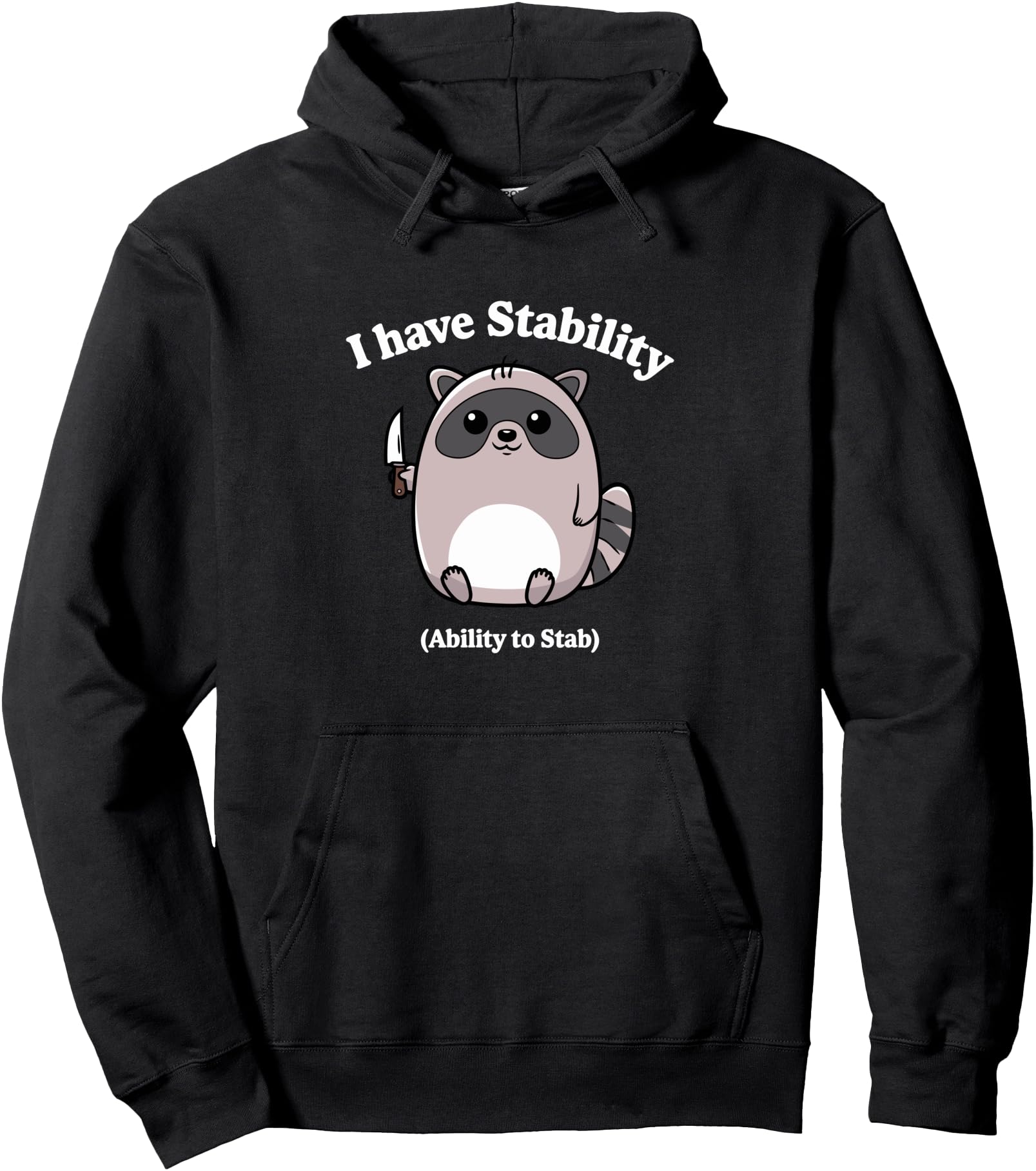I Have Stability Ability to Stab Funny Raccoon Cartoon Pullover Hoodie