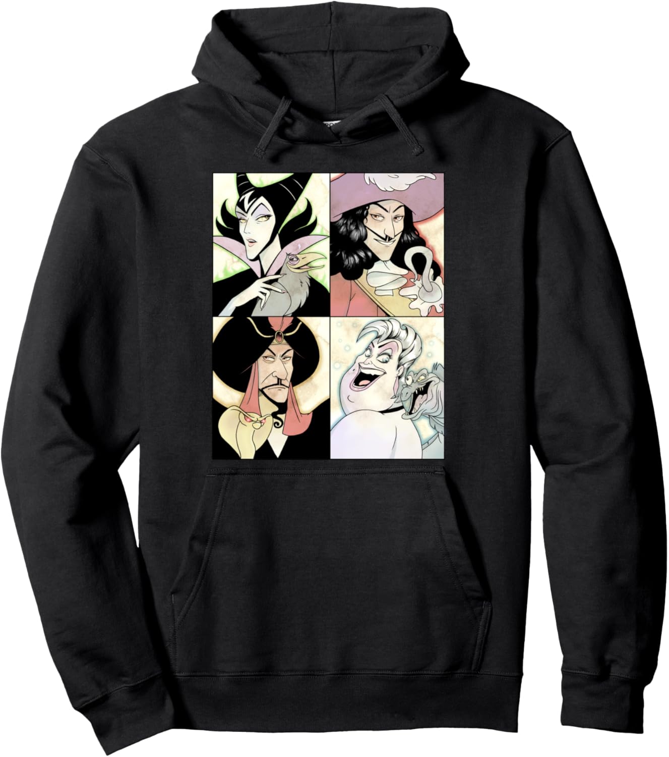 Disney Villains Anime Watercolor Panels Hoodie Pullover Hoodie