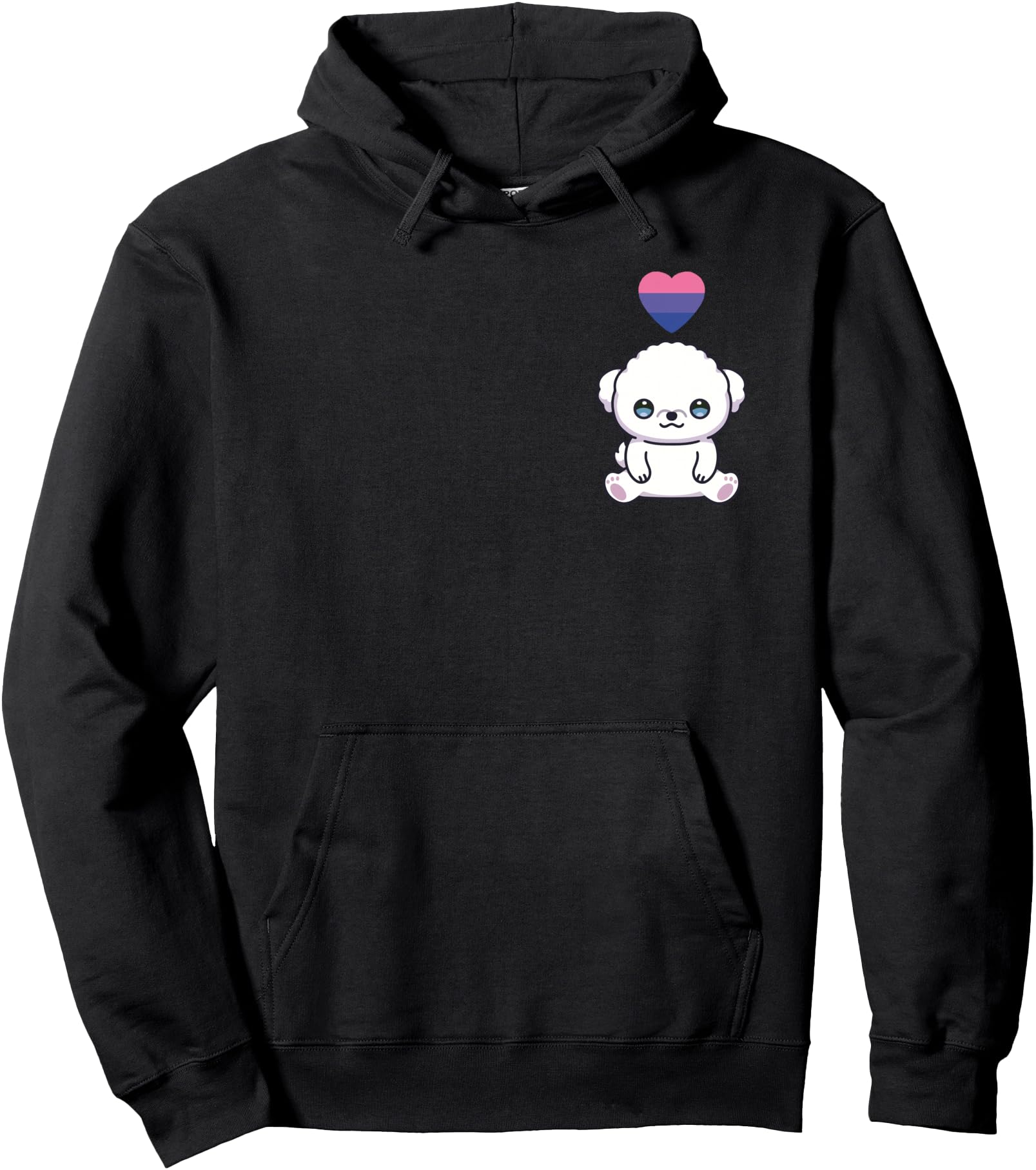 Bisexual Bichon Frise Dog LGBTQ Bi Pride Flag Anime Kawaii Pullover Hoodie