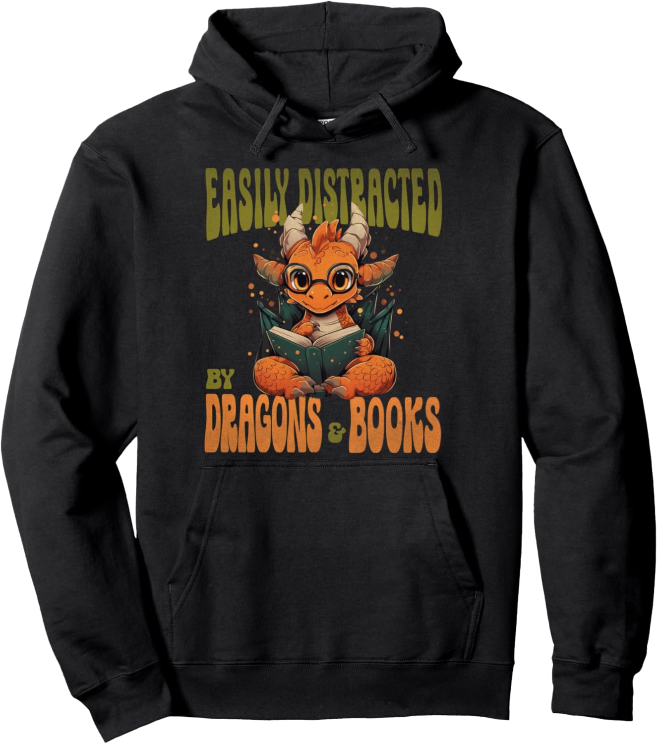 Easily Distracted by Dragons and Books Dragon Glasses Anime Pullover Hoodie