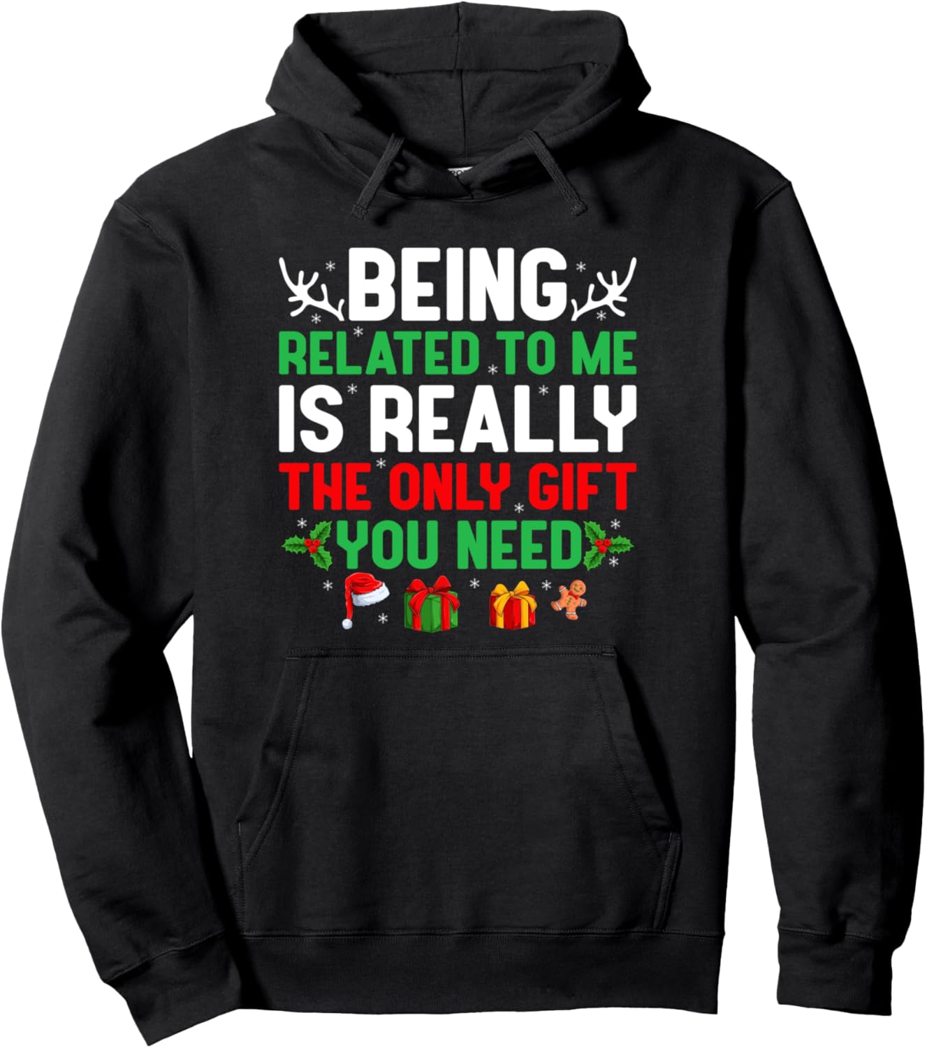 Christmas Being Related To Me Funny Family Pajamas Xmas Pullover Hoodie