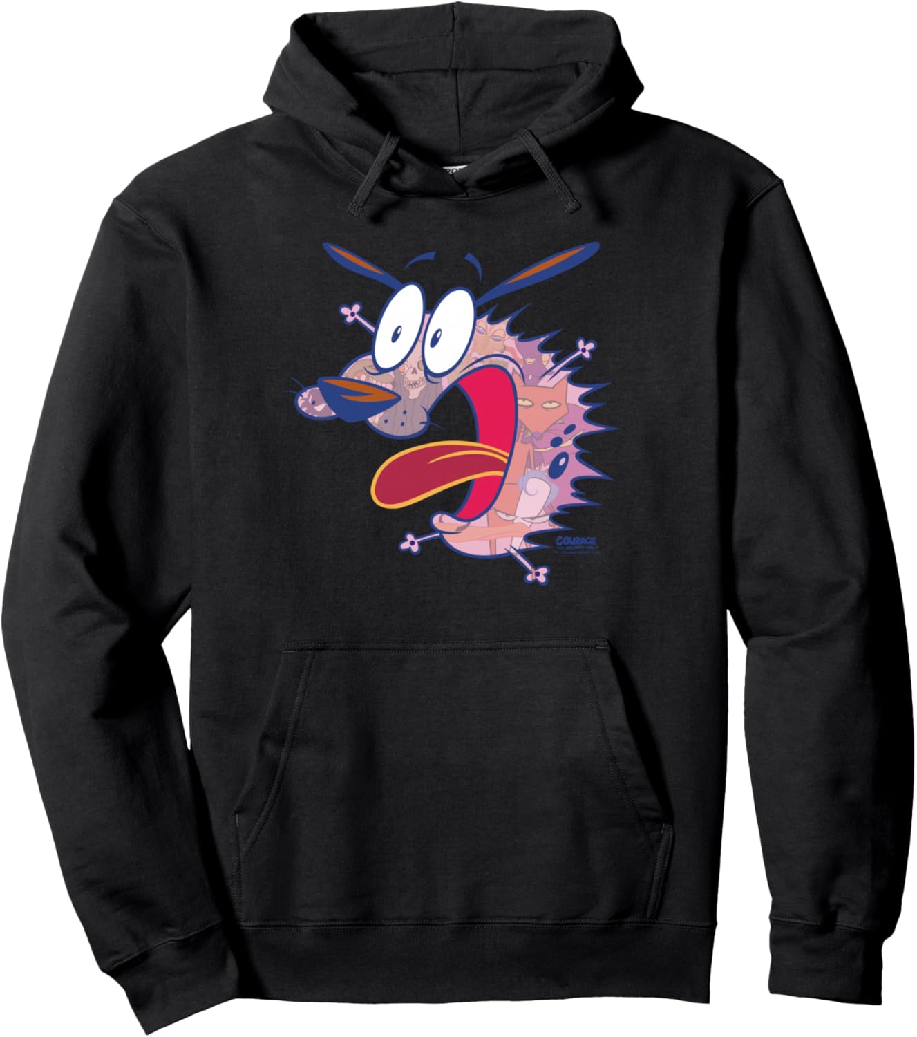 Cartoon Network Courage the Cowardly Dog Evil Inside Adult Unisex Black Dog Pattern Hoodie