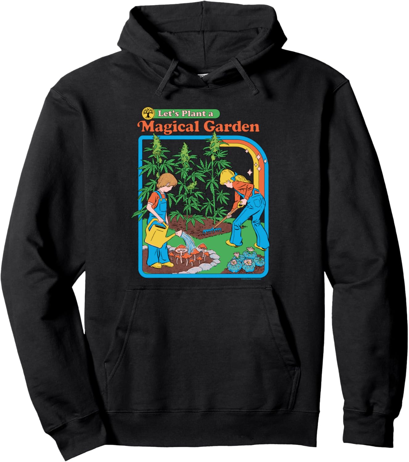 Steven Rhodes Magical Mushroom Garden Retro Dark Humor Pullover Hoodie