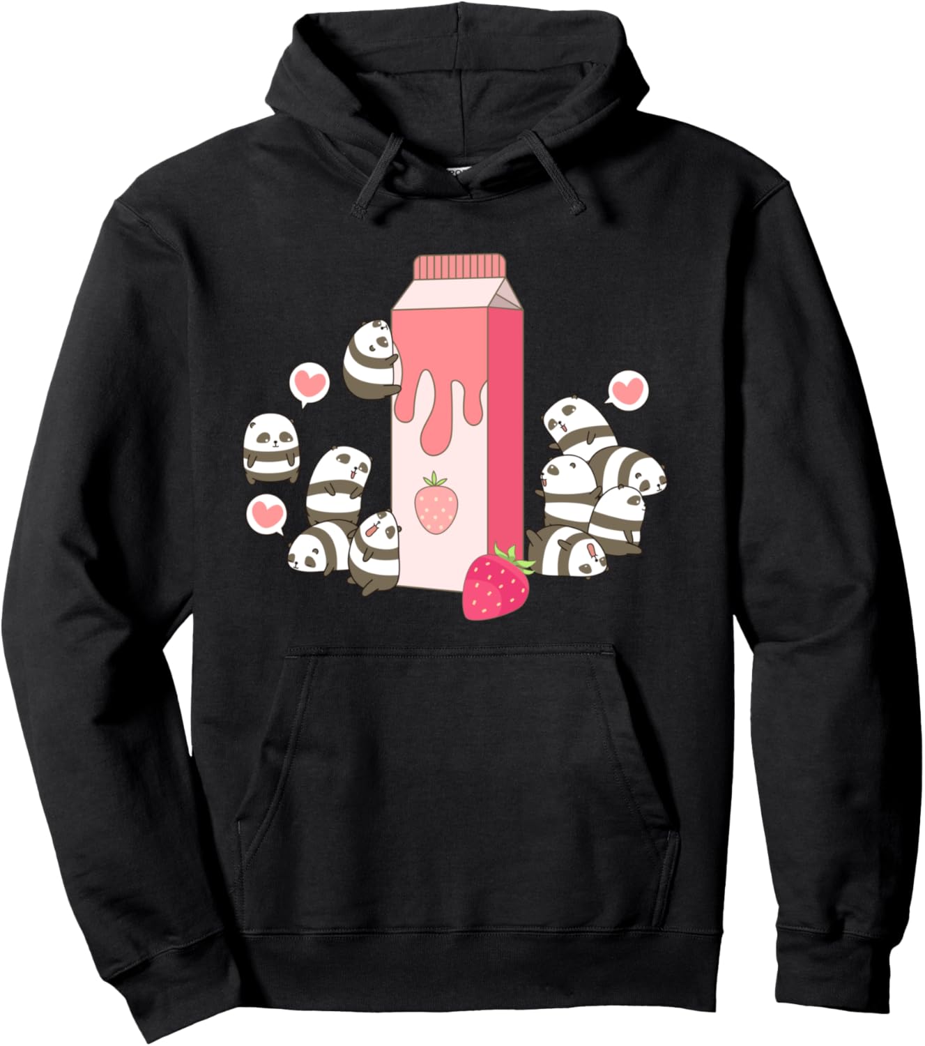 Panda Strawberry Milk Kawaii Japanese Lover Otaku Anime Pullover Hoodie
