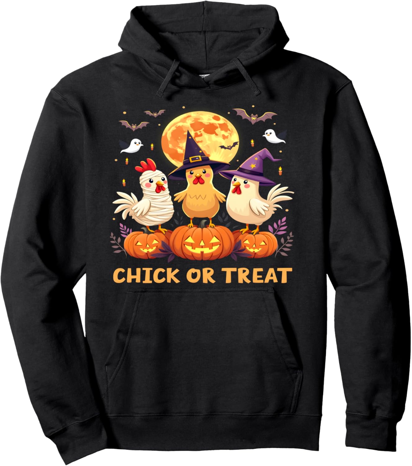 Chick or Treat Halloween Chicken Girl Farmer Halloween Pullover Hoodie