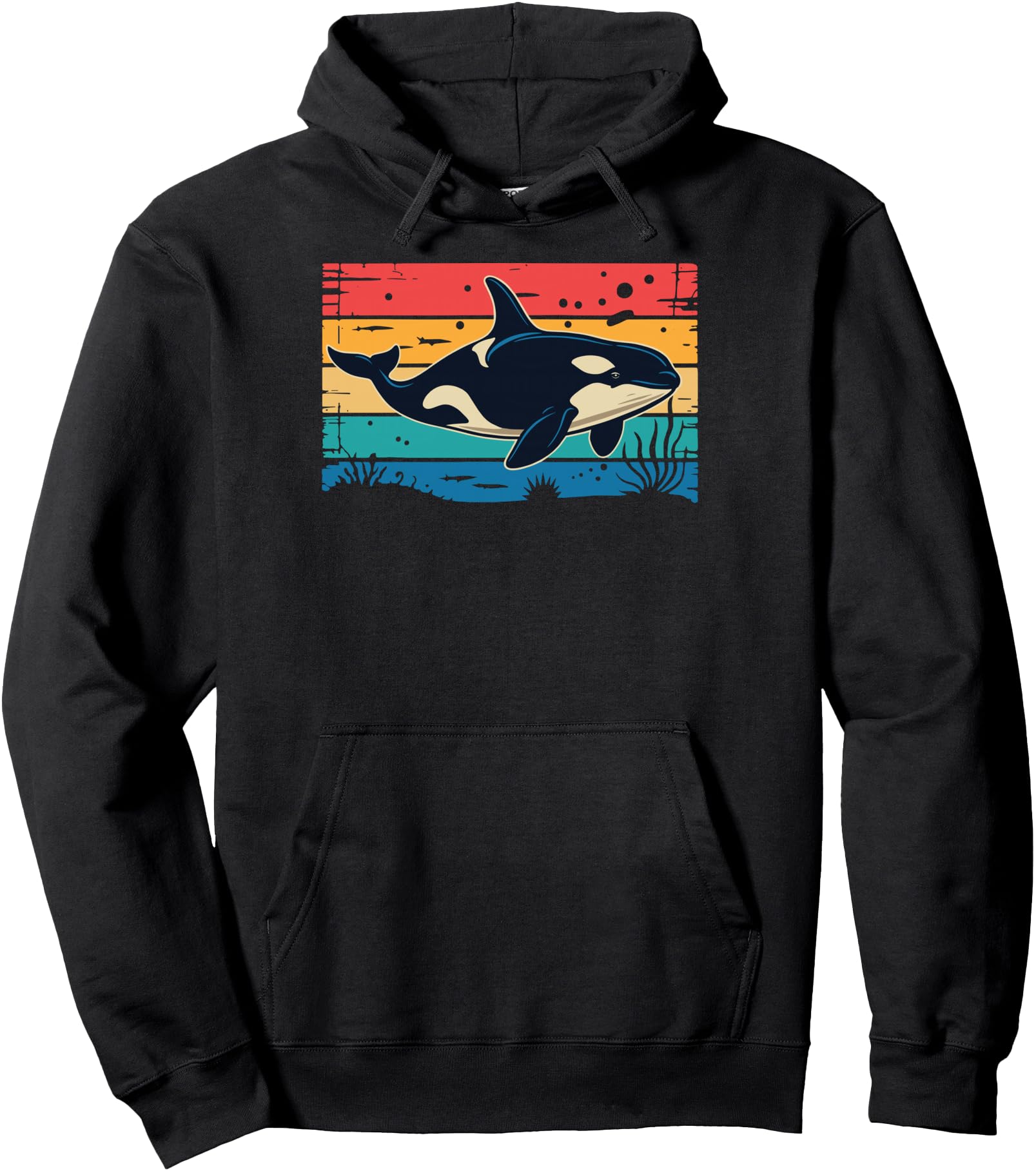 Orca Whale Retro Pullover Hoodie