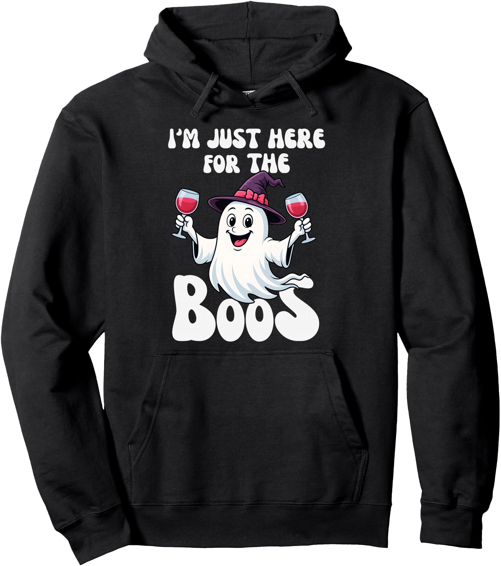 I'm Just Here for the Boos Ghost Witches Hat Funny Halloween Pullover Hoodie