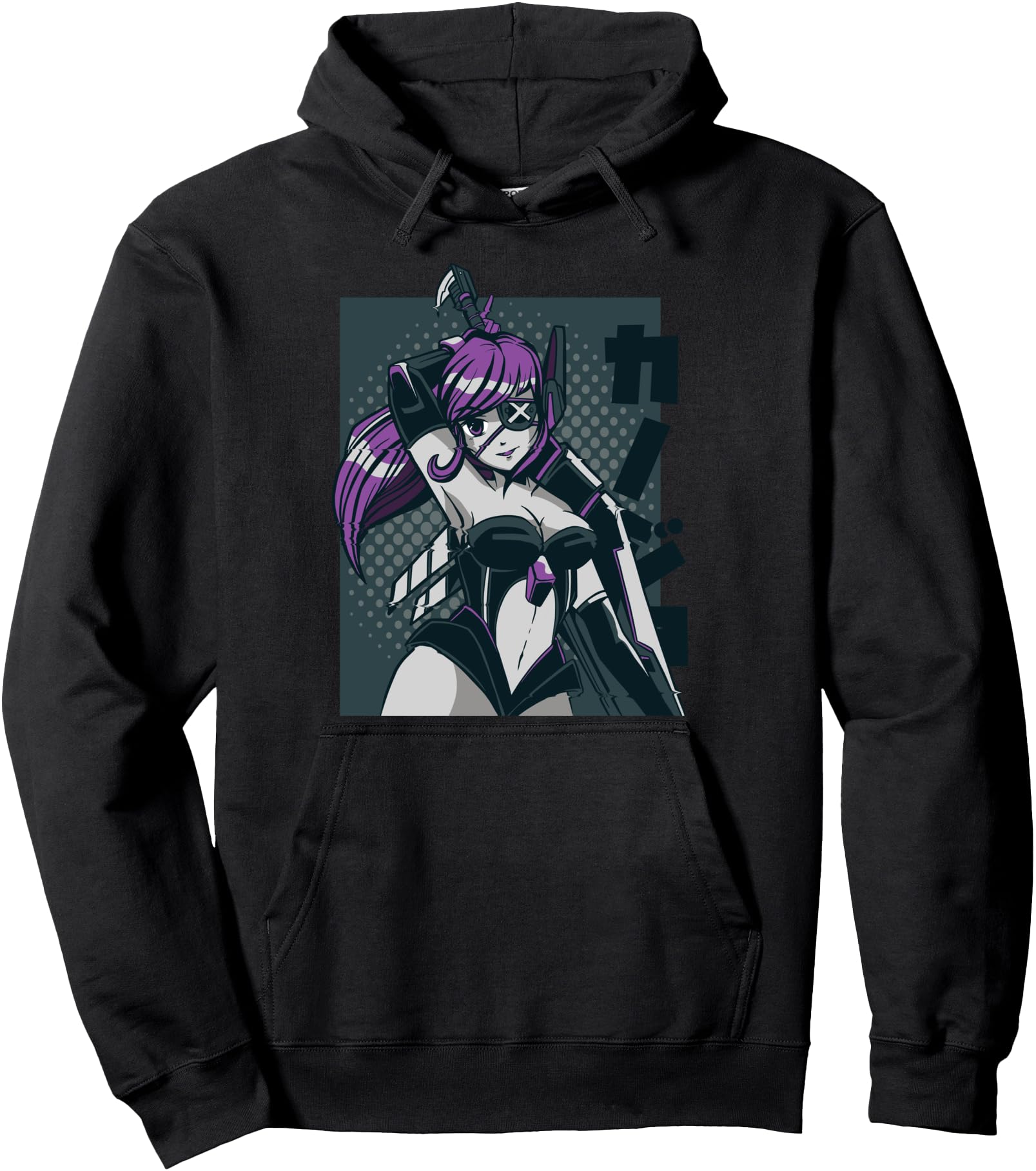 Hot Warrior Anime Fighter Girl Cute Japanese Purple Hair Pullover Hoodie