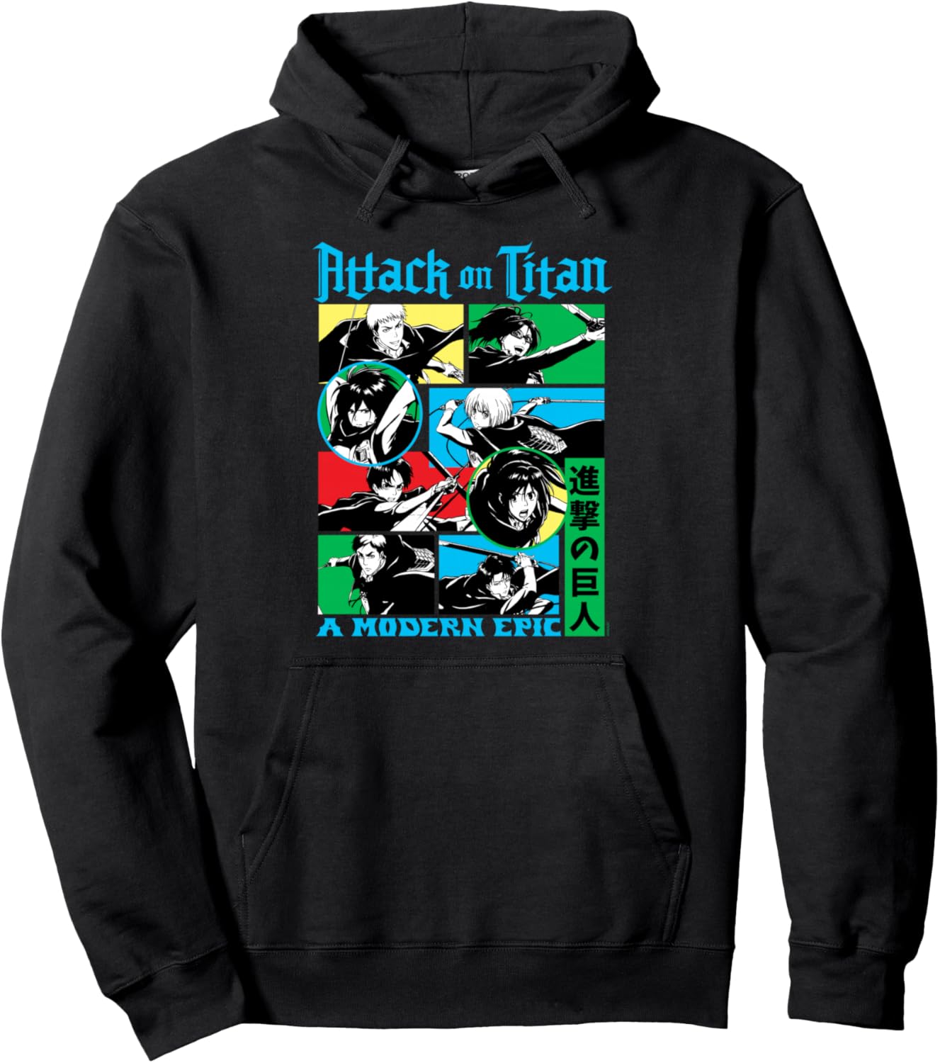 Attack on Titan Character Frame Collage Colorful AOT Anime Pullover Hoodie