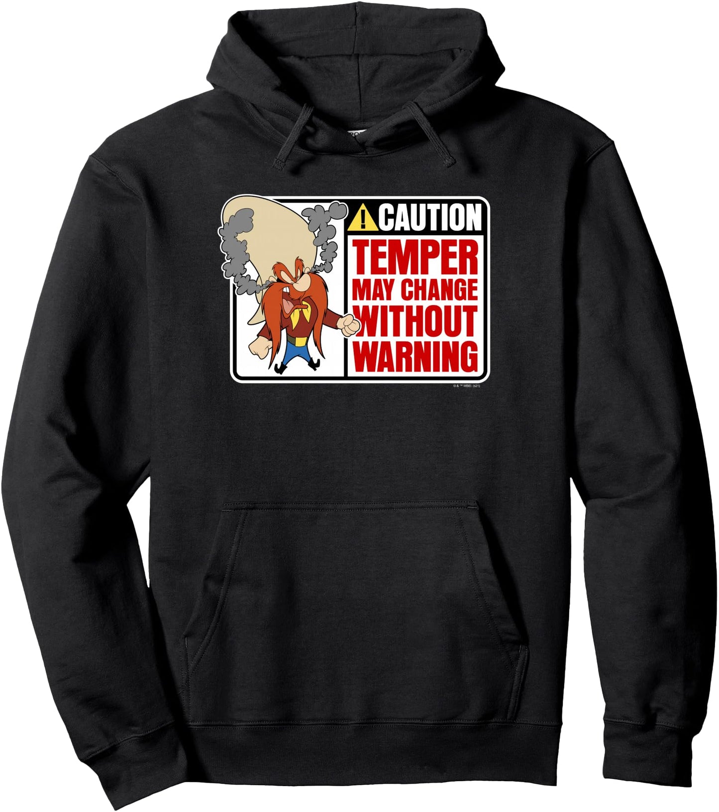 Looney Tunes Yosemite Sam Caution Temper May Change Sign Pullover Hoodie