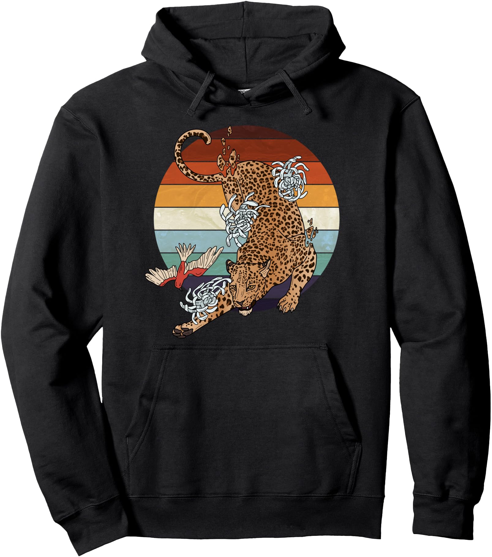 Japanese Wild Spirit Leopard Vintage Retro Pullover Hoodie
