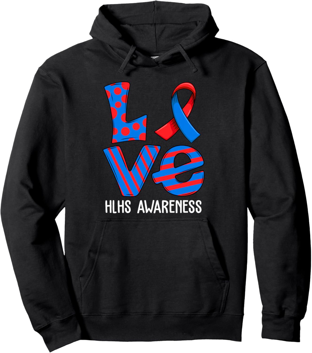 Cartoon Ribbon Love HLHS Awareness Pullover Hoodie