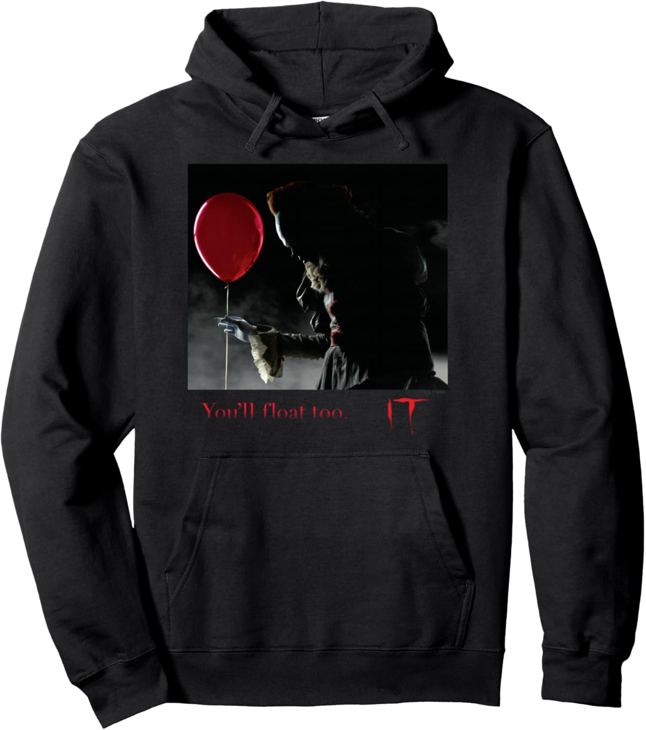 IT Films\/TV Series - Pennywise You'll Float Too Red Balloon Pullover Hoodie