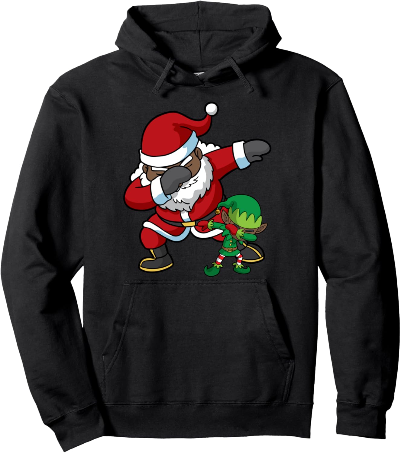 Christmas Black African American Dabbing Santa Claus Elf Dab Pullover Hoodie