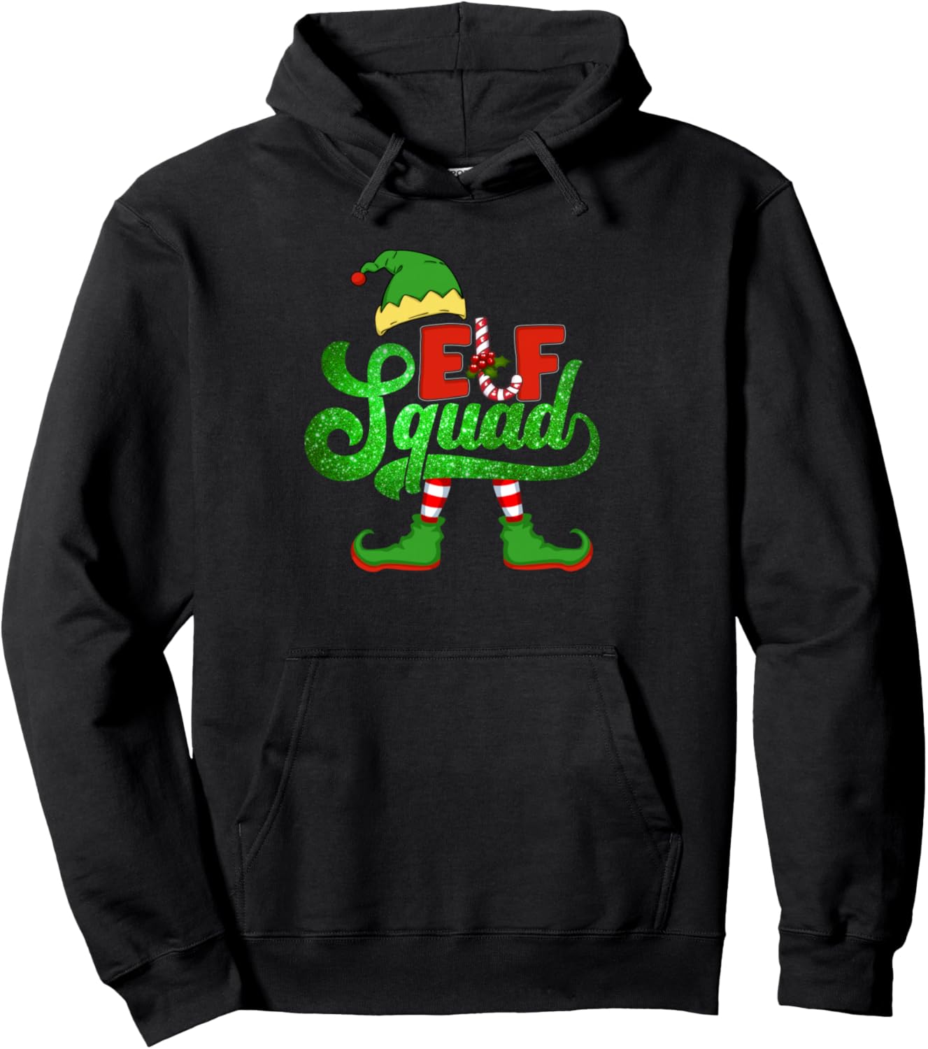 Funny Elf Family Christmas Matching Pajamas Xmas Elf Squad Pullover Hoodie