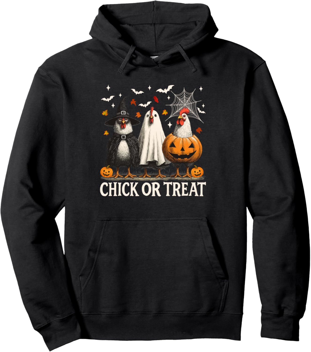 Chick Or Treat Spooky Chicken Halloween Spooky Season Kids Pullover Hoodie