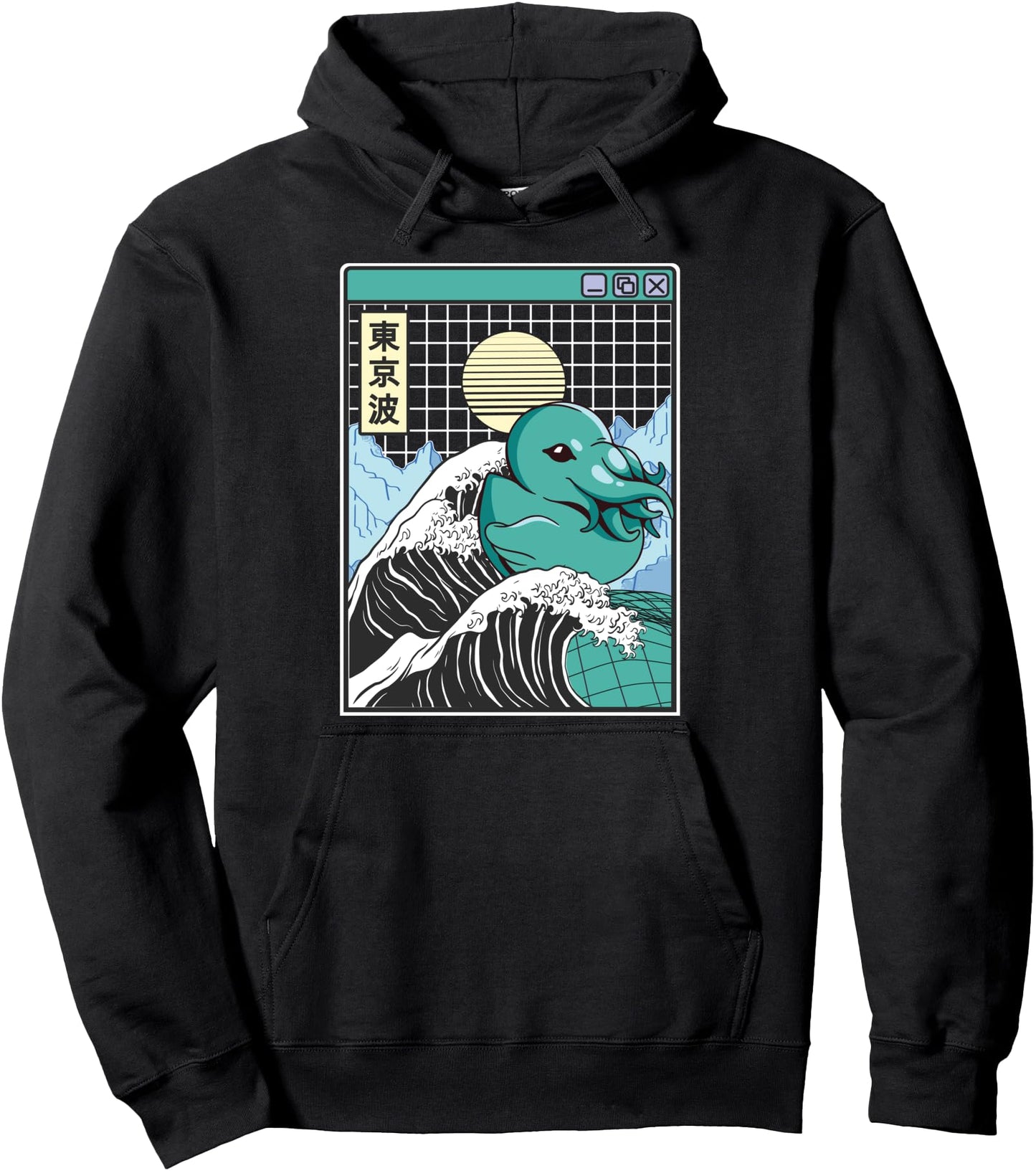 Sea Monster Rubber Duck Kanagawa Wave Japan Anime Vaporwave Pullover Hoodie