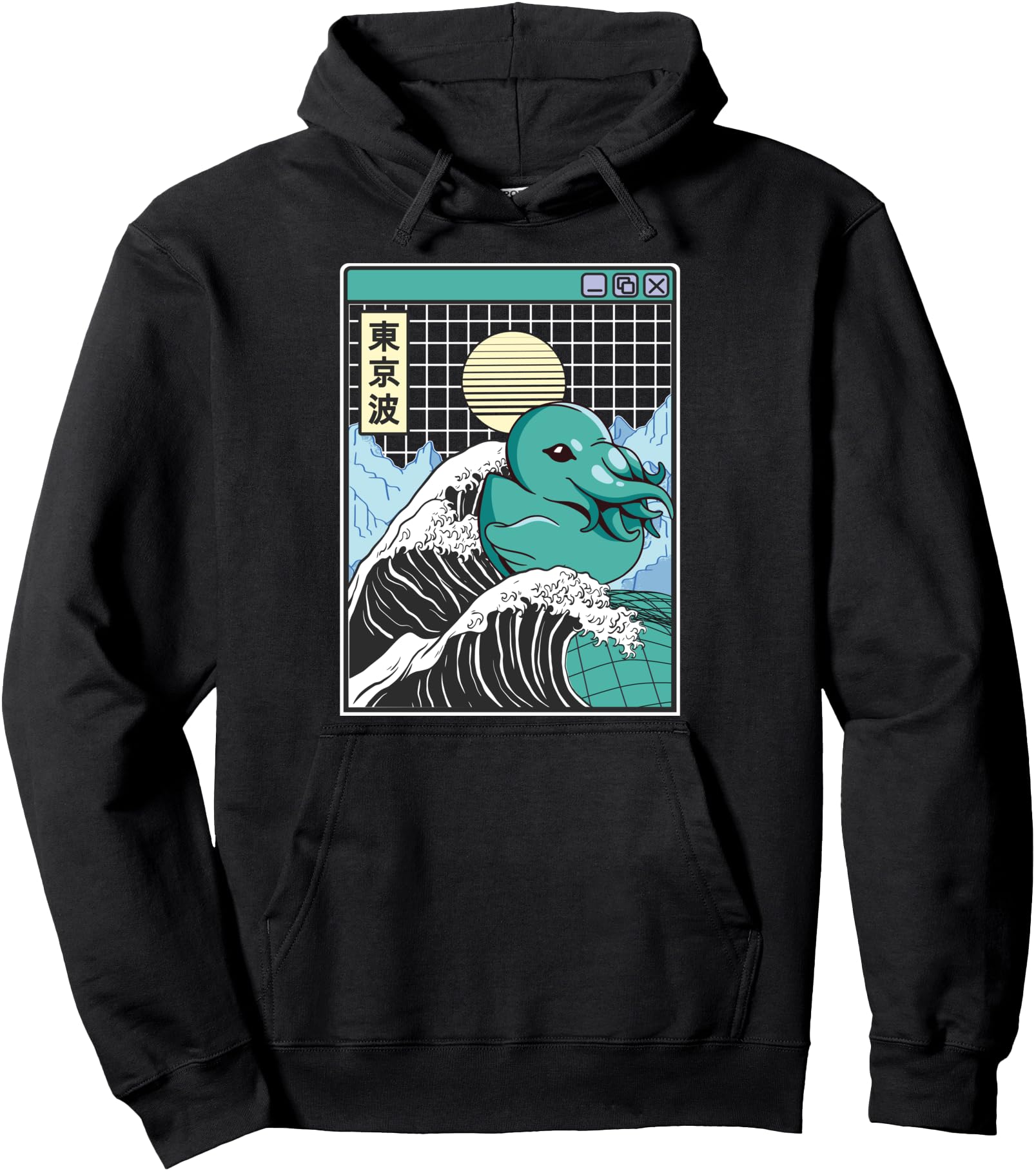Sea Monster Rubber Duck Kanagawa Wave Japan Anime Vaporwave Pullover Hoodie