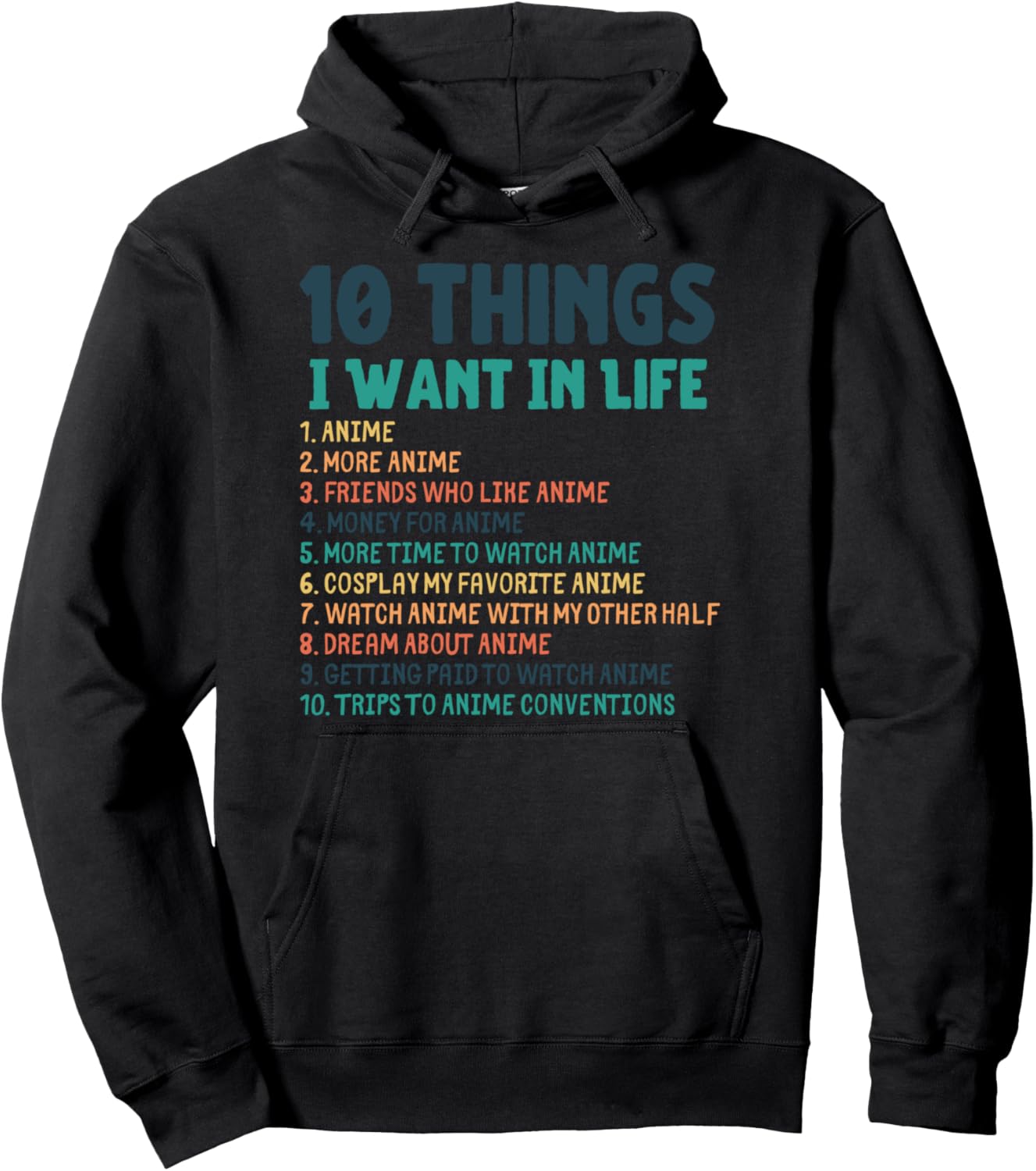 Retro Vintage Anime Merch - Ten Things I Want In Life Anime Pullover Hoodie