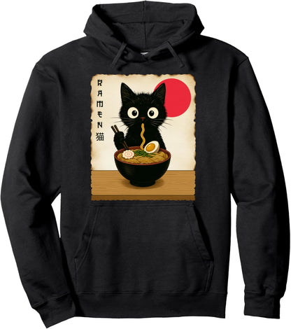 Cat Ramen Japanese Funny Kawaii Cat Graphic Mens Gifts Anime Pullover Hoodie