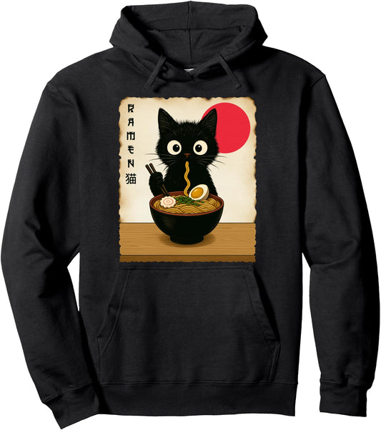 Cat Ramen Japanese Funny Kawaii Cat Graphic Mens Gifts Anime Pullover Hoodie