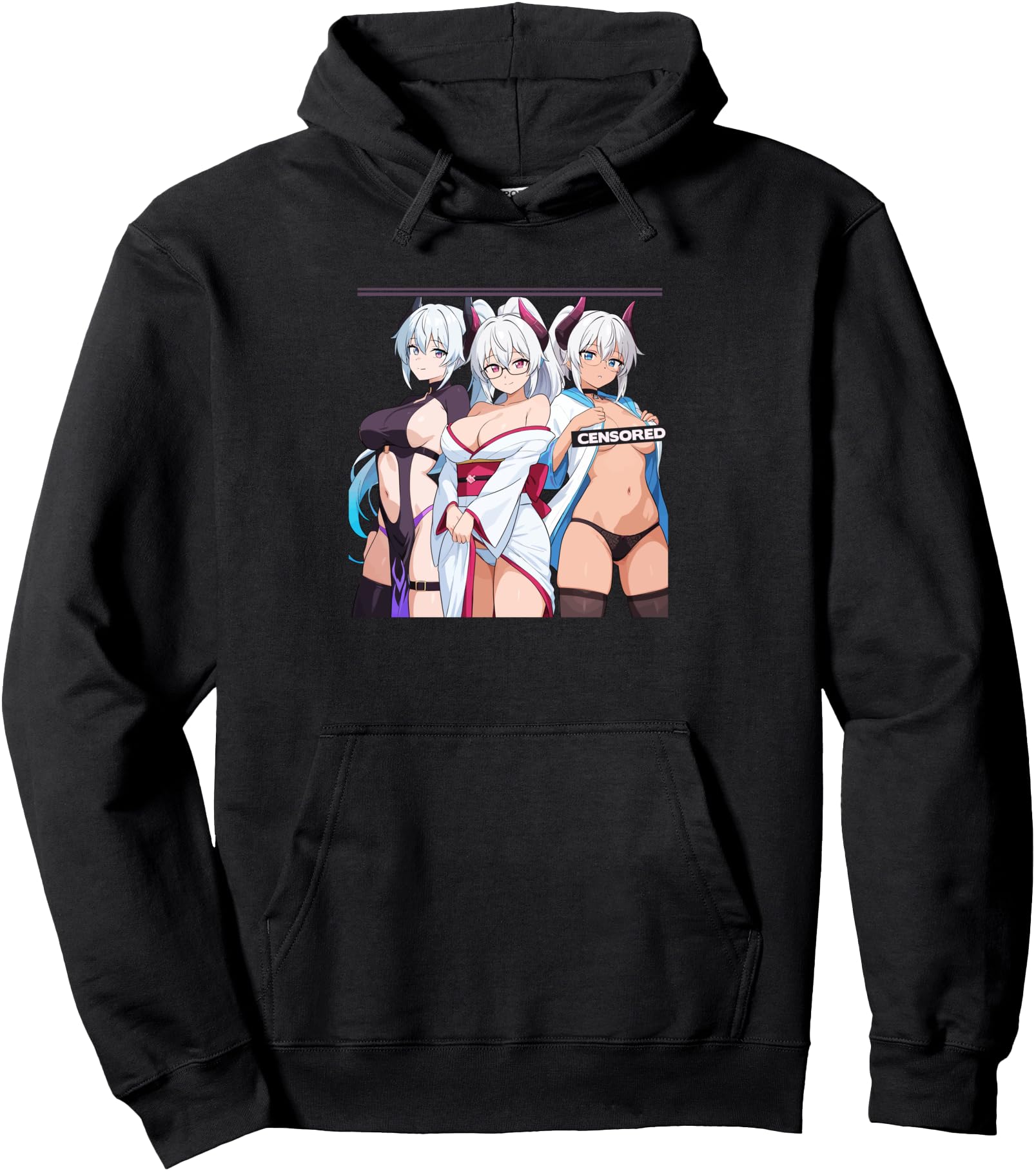 Waifu Sexy Anime Girl Horns Chinese Dress Japanese Manga Pullover Hoodie