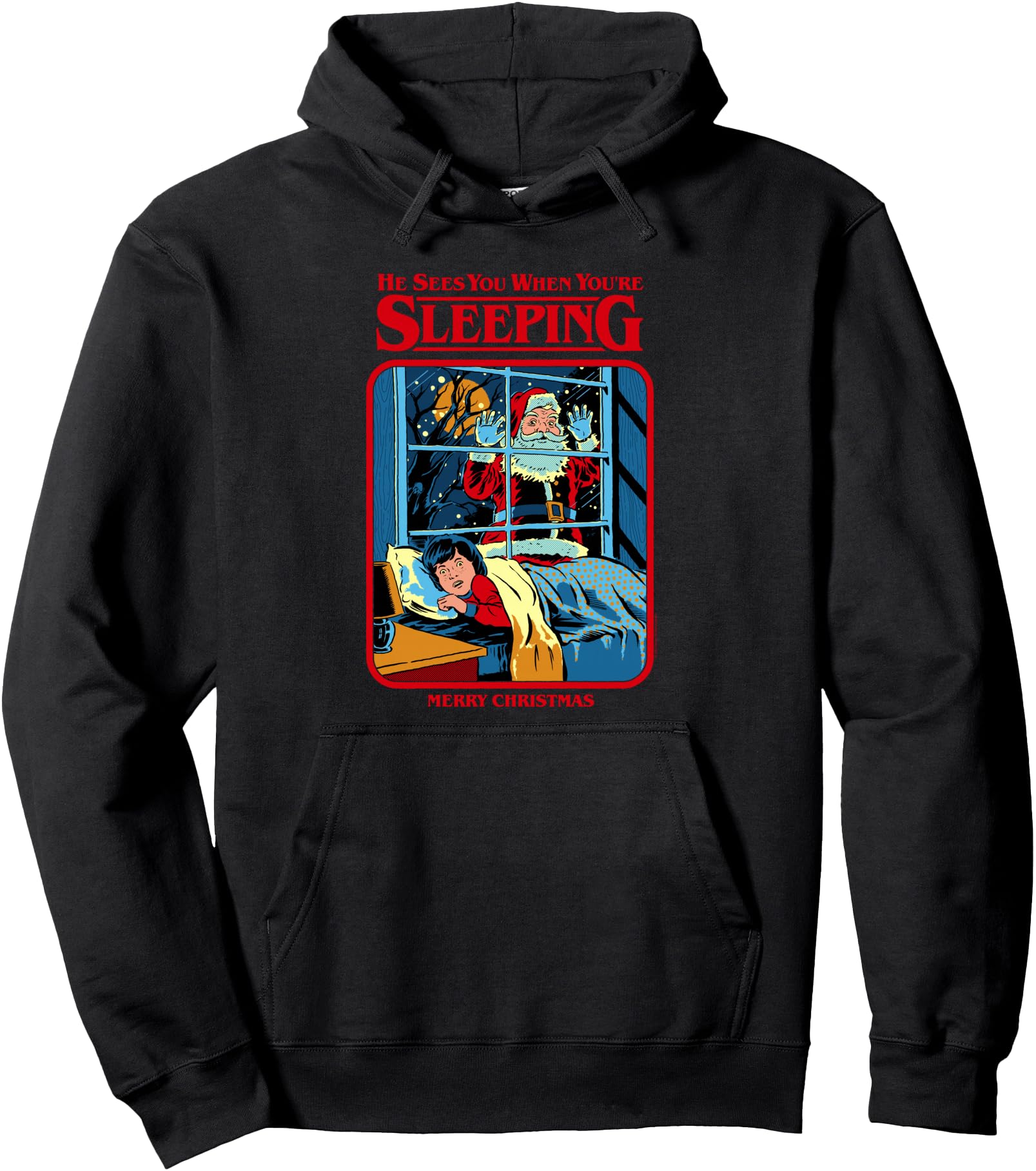 Steven Rhodes Santa Claus Sees You Retro Dark Humor Pullover Hoodie