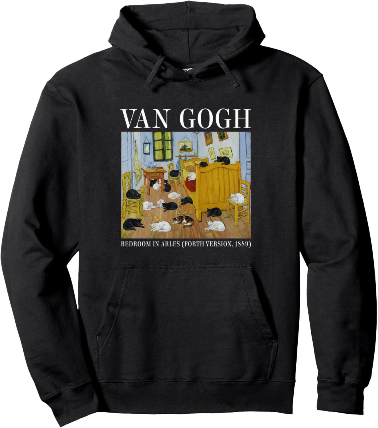Bedroom Van Gogh Cats Funny Cat Art Paintings Pullover Hoodie