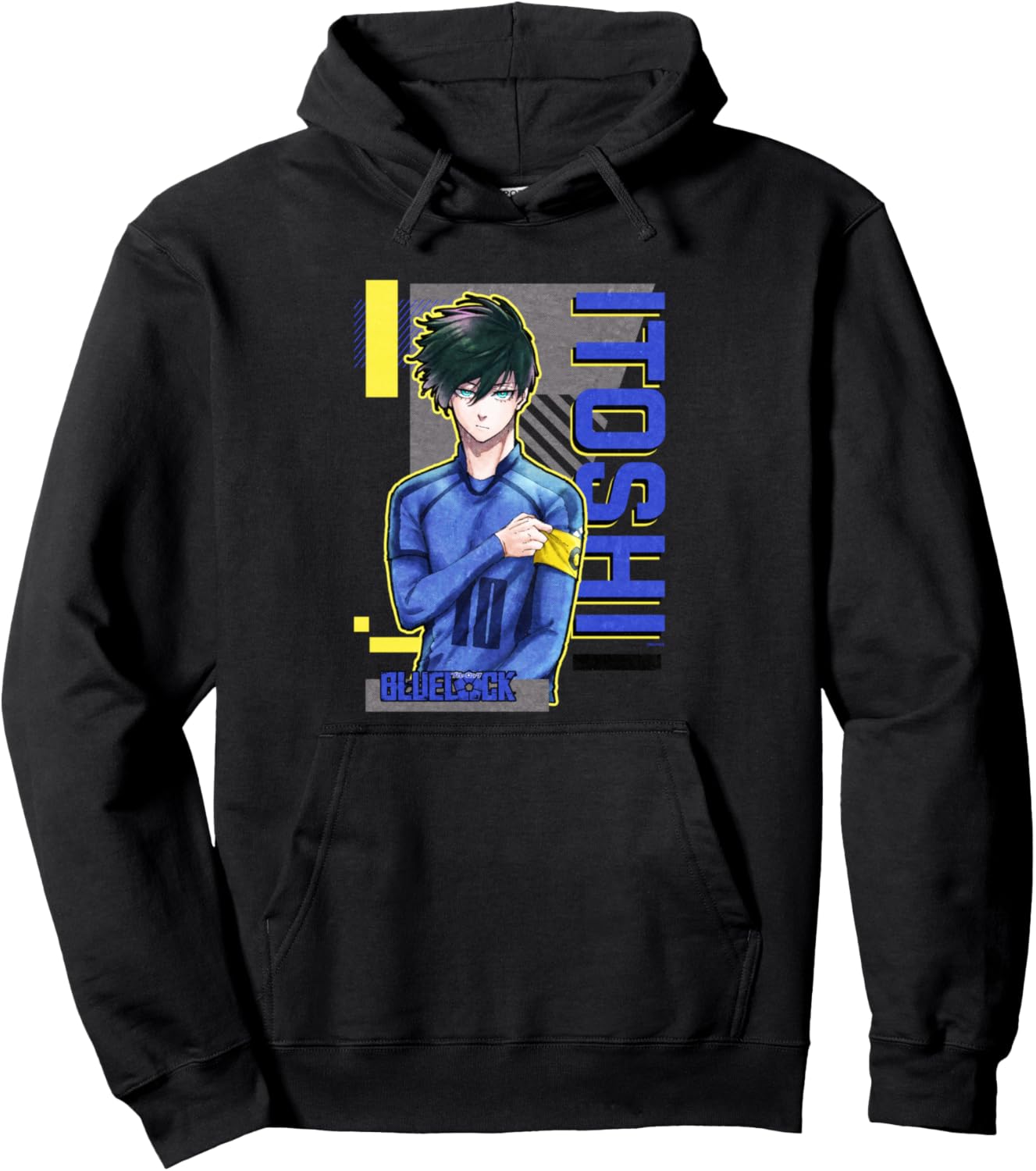 Blue Lock Rin Itoshi The Captain Big Chest Neon Portrait Pullover Hoodie