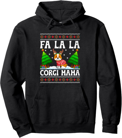 Christmas Corgi Mom Dog Breed Owner Rescuer Fur Mama Pullover Hoodie