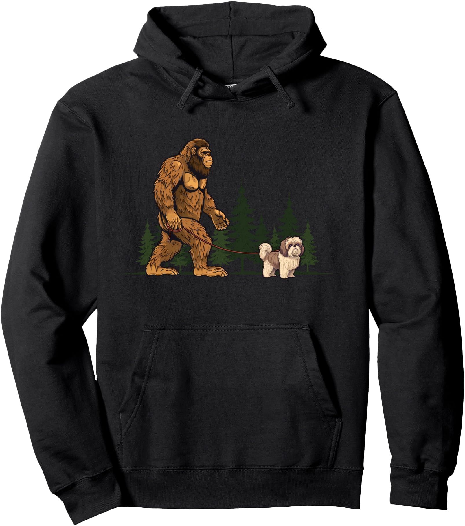 Funny Shih Tzu Bigfoot Dog Walking Mom Dad Pullover Hoodie