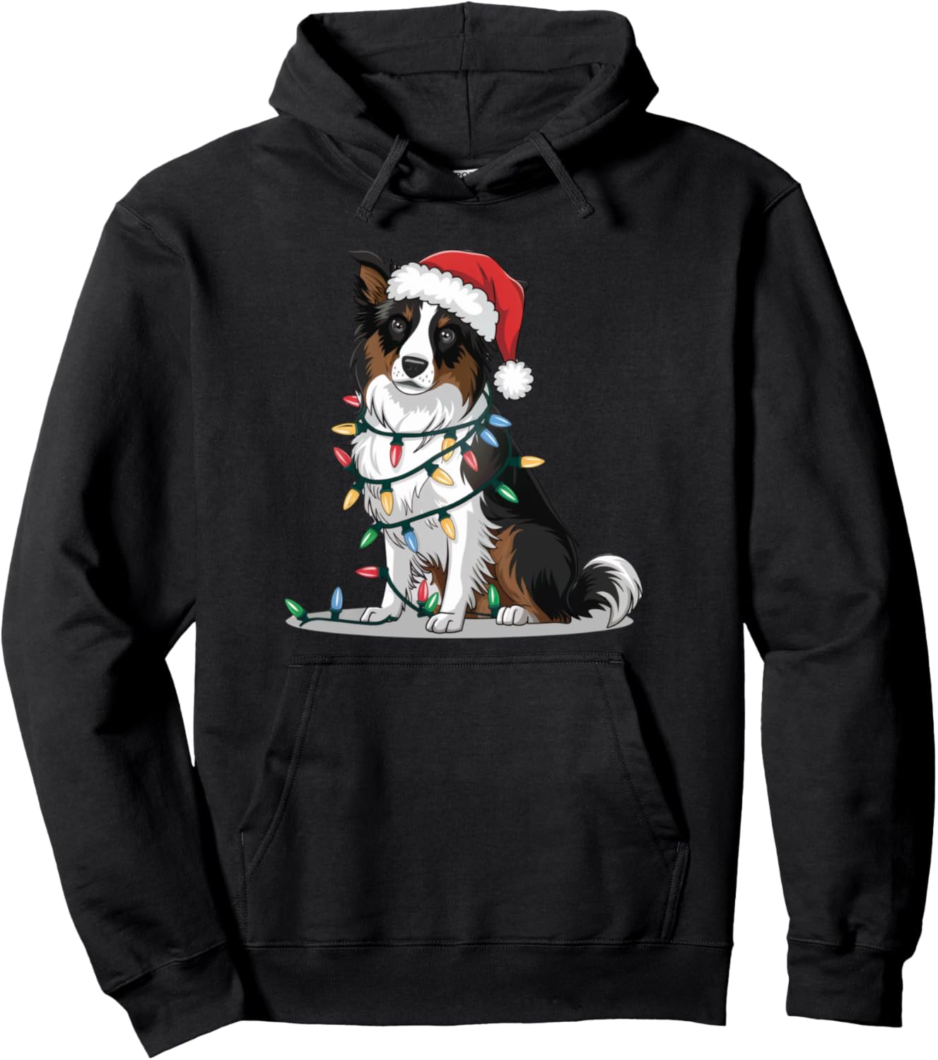 Border Collie Christmas Lights Xmas Dogs Gifts for Men Women Pullover Hoodie